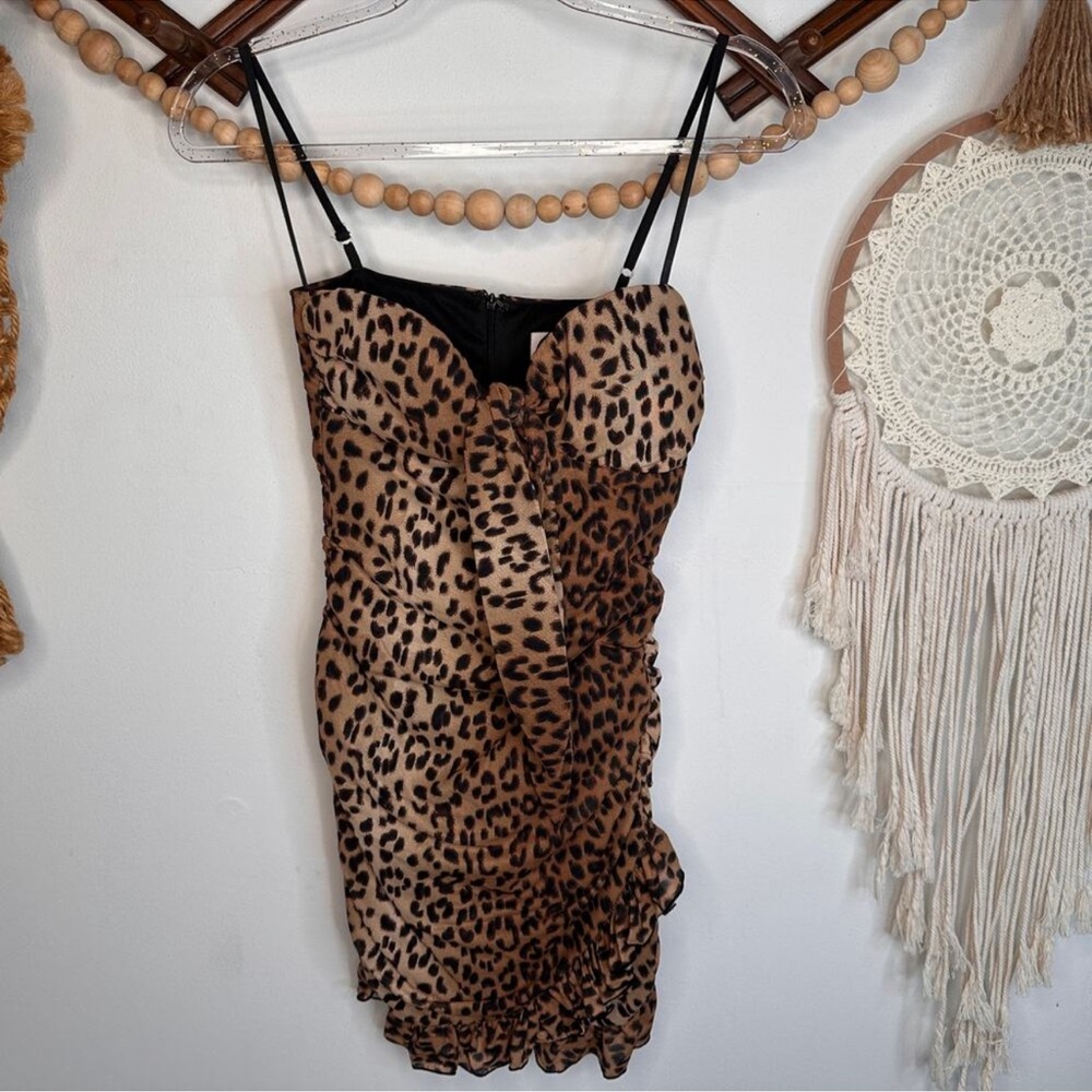 Tiger mist Leopard Print Ruched Slip Dress - Tan & Black